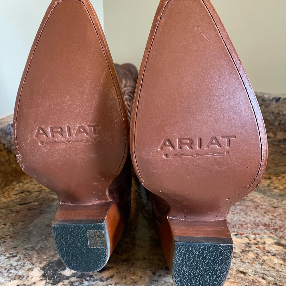 Ariat Dark Brown Leather Boots with Stitching - Picture 11 of 12